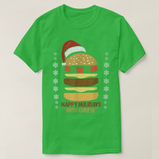 prettige feestdagen met kerstcadeautje met kaas t-shirt (Design voorkant)