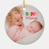 prettige feestdagen met kerstcadeautjes keramisch ornament (Achterkant)