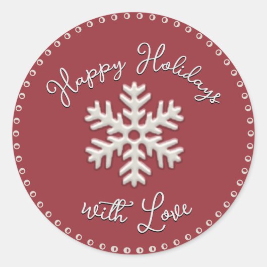 prettige feestdagen met liefde Embossed Snowflake Ronde Sticker (Voorkant)