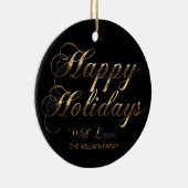 prettige feestdagen met liefde Voeg de naam zwart  Keramisch Ornament (Rechts)
