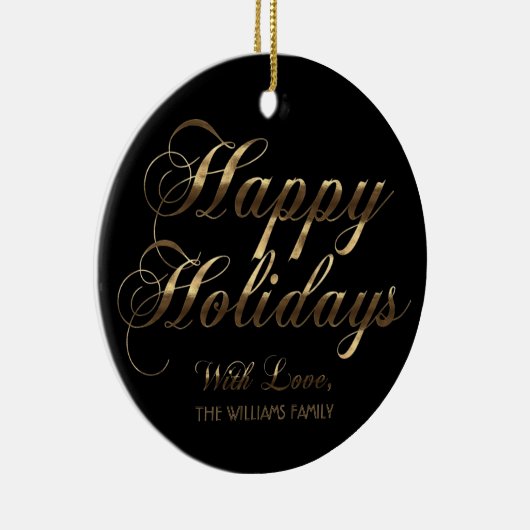 prettige feestdagen met liefde Voeg de naam zwart  Keramisch Ornament (Rechts)