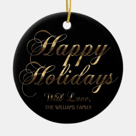 prettige feestdagen met liefde Voeg de naam zwart  Keramisch Ornament (Voorkant)