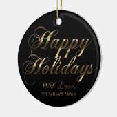 prettige feestdagen met liefde Voeg de naam zwart  Keramisch Ornament (Links)