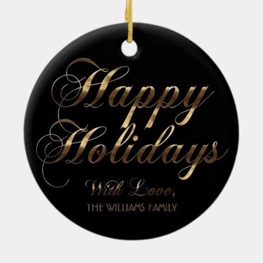 prettige feestdagen met liefde Voeg de naam zwart  Keramisch Ornament (Achterkant)