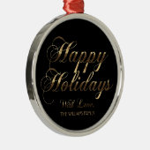 prettige feestdagen met liefde Voeg de naam zwart  Metalen Ornament (Rechts)