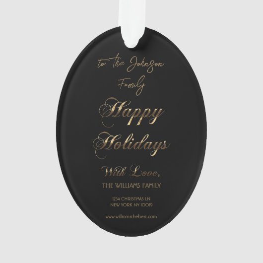 prettige feestdagen met liefde Voeg de naam zwart  Ornament (achterkant)