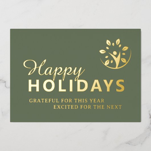 Prettige feestdagen met logo zakelijk groen goud f (Voorkant)