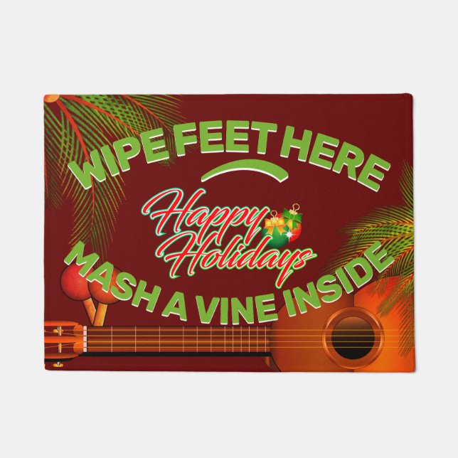 prettige feestdagen met Marac en Cuatro Caribbean Deurmat (Voorkant)