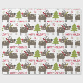 Prettige feestdagen Met rendieren en sneeuwvlokken Cadeaupapier (Vlak)