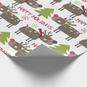 Prettige feestdagen Met rendieren en sneeuwvlokken Cadeaupapier (Hoek)