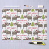 Prettige feestdagen Met rendieren en sneeuwvlokken Tissuepapier (Craft)