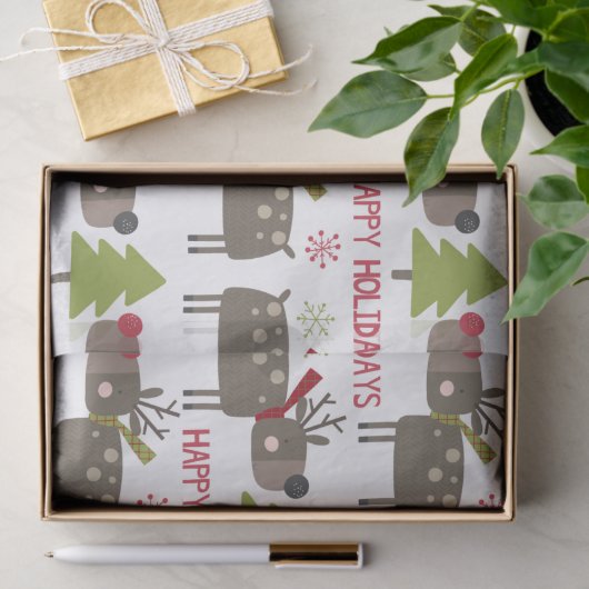 Prettige feestdagen Met rendieren en sneeuwvlokken Tissuepapier (Geschenk)