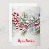 Prettige feestdagen met rode bessen en sneeuw (Voorkant / Achterkant)