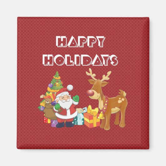 prettige feestdagen met Santa en Reindeer Magneet (Voorkant)
