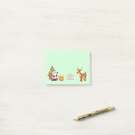 prettige feestdagen met Santa en Reindeer Post-it® Notes (Op bureau)