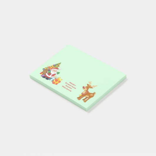 prettige feestdagen met Santa en Reindeer Post-it® Notes (Schuin)