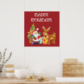 prettige feestdagen met Santa en Reindeer Poster (Keuken)
