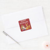 prettige feestdagen met Santa en Reindeer Vierkante Sticker (Envelop)