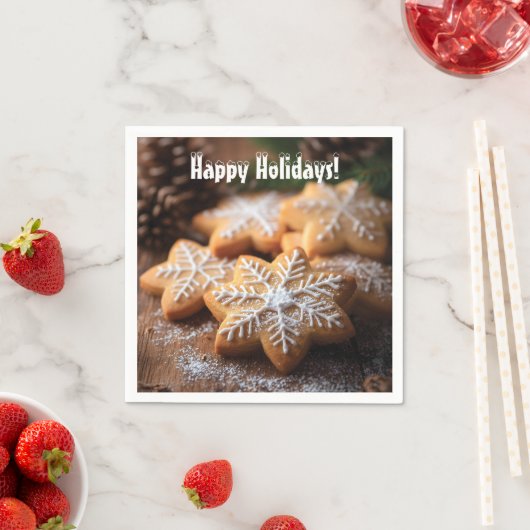 Prettige feestdagen Met sneeuwvlokvormige koekjes Servet (Insitu)