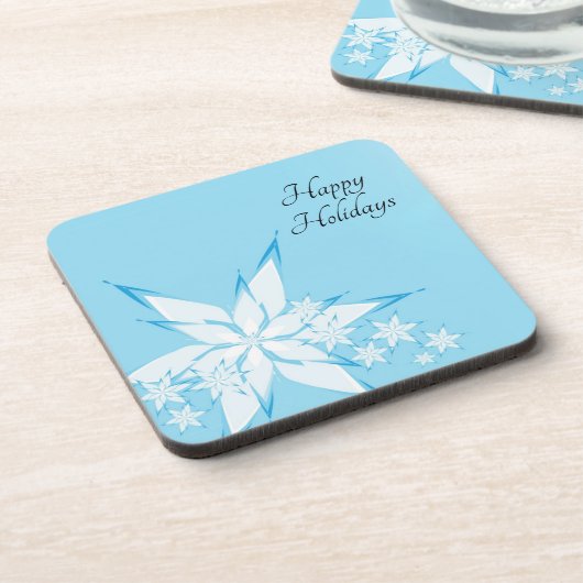 prettige feestdagen met Snowflake Art Bier Onderzetter (Linkerzijde)