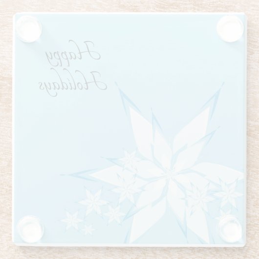 prettige feestdagen met Snowflake Art Glazen Onderzetter (Achterkant)