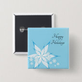 prettige feestdagen met Snowflake Art Vierkante Button 5,1 Cm (Voorkant /achterkant)
