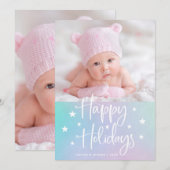 prettige feestdagen met sterren | Trendy Multi Pho Feestdagenkaart (Voorkant / Achterkant)