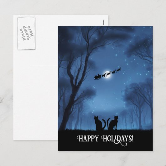 Prettige feestdagen Met twee katten en de kerstman (Voorkant / Achterkant)