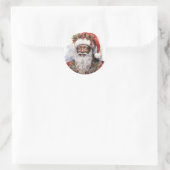 Prettige feestdagen met zwarte kerstman ronde sticker (Tas)