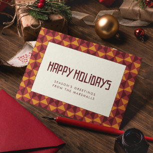 prettige feestdagen middeleeuwse Retro-patroon Feestdagenkaart