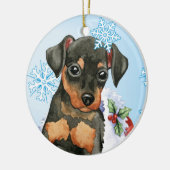prettige feestdagen Min Pin Keramisch Ornament (Links)