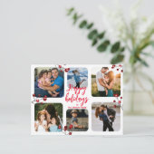 prettige feestdagen minimaal 6 foto's collage briefkaart (Staand voorkant)