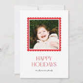 Prettige feestdagen Minimaal eenvoudige rode scalp Feestdagenkaart (Voorkant)