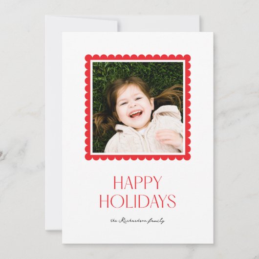 Prettige feestdagen Minimaal eenvoudige rode scalp Feestdagenkaart (Voorkant)