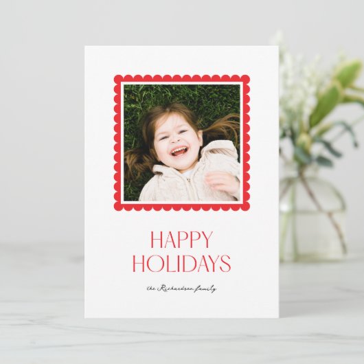 Prettige feestdagen Minimaal eenvoudige rode scalp Feestdagenkaart (Staand voorkant)