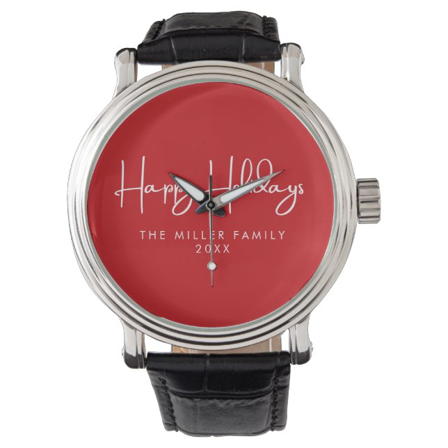 Prettige feestdagen Minimaal en Chic Horloge (Voorkant)