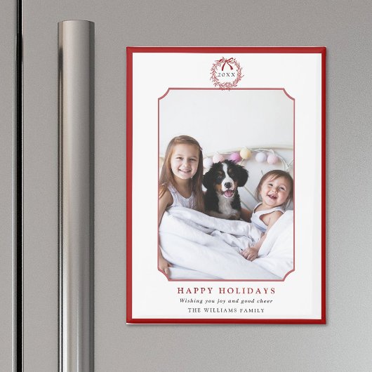 Prettige feestdagen Minimaal rood en wit Magneet