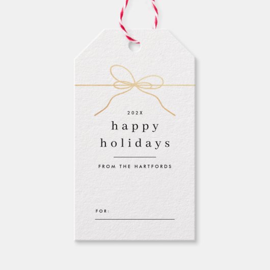 Prettige feestdagen Minimal Gouden Boog Moderne Ke Cadeaulabel (Voorkant)