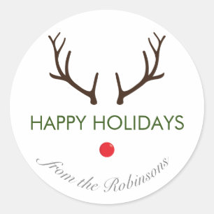 "Prettige feestdagen" Minimale Abstracte Rudolph R Ronde Sticker