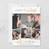 prettige feestdagen | Minimale Gold 4-fotocollage Feestdagenkaart (Voorkant)