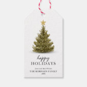 Prettige feestdagen Minimale groene kerstpijnboom Cadeaulabel (Voorkant)