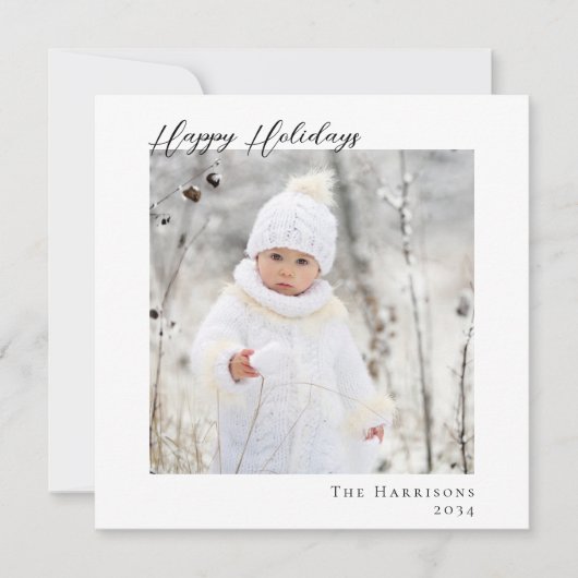 Prettige feestdagen Minimale moderne foto Feestdagenkaart (Voorkant)