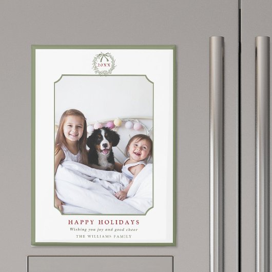 Prettige feestdagen Minimale salie groen & rood Magneet