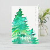 Prettige feestdagen Minimale waterverf van dennen Feestdagenkaart (Staand voorkant)