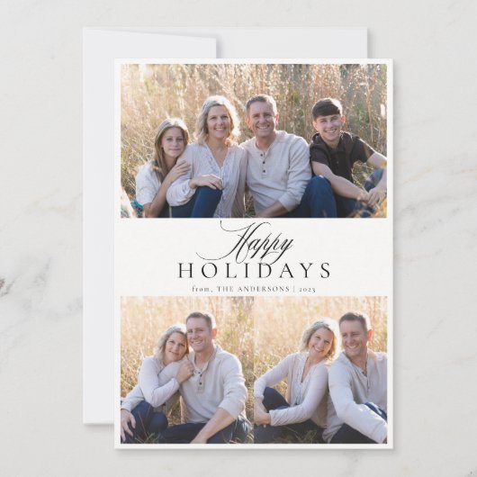 Prettige feestdagen Minimalist 3 Foto Feestdagenkaart (Voorkant)