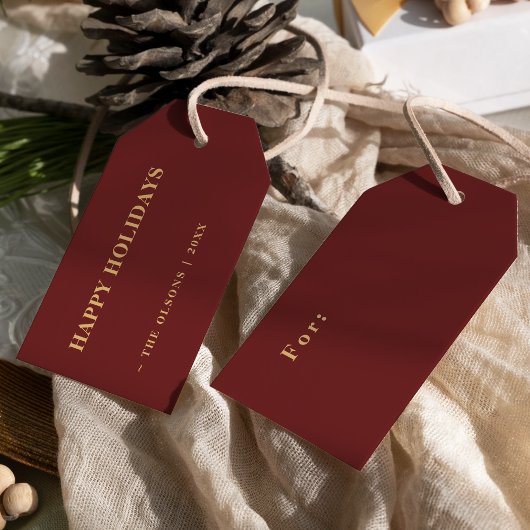 Prettige feestdagen Minimalist Classic Rode cadeau Cadeaulabel