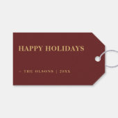 Prettige feestdagen Minimalist Classic Rode cadeau Cadeaulabel (Voorkant (Horizontaal))