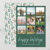 Prettige feestdagen Minimalist Script 9 Fotocollag Feestdagenkaart (Voorkant / Achterkant)