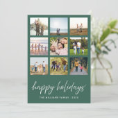 Prettige feestdagen Minimalist Script 9 Fotocollag Feestdagenkaart (Staand voorkant)