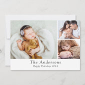 Prettige feestdagen Minimalistisch 3 foto Feestdagenkaart (Voorkant)